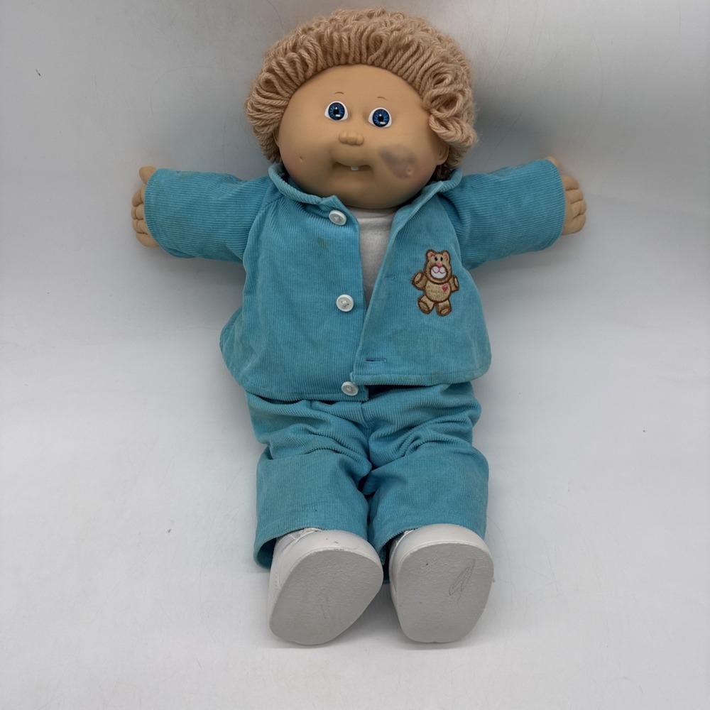 Cabbage Patch Boy Doll 1985 Blonde Loop Yarn Hair Blue Eye One Tooth Vintage